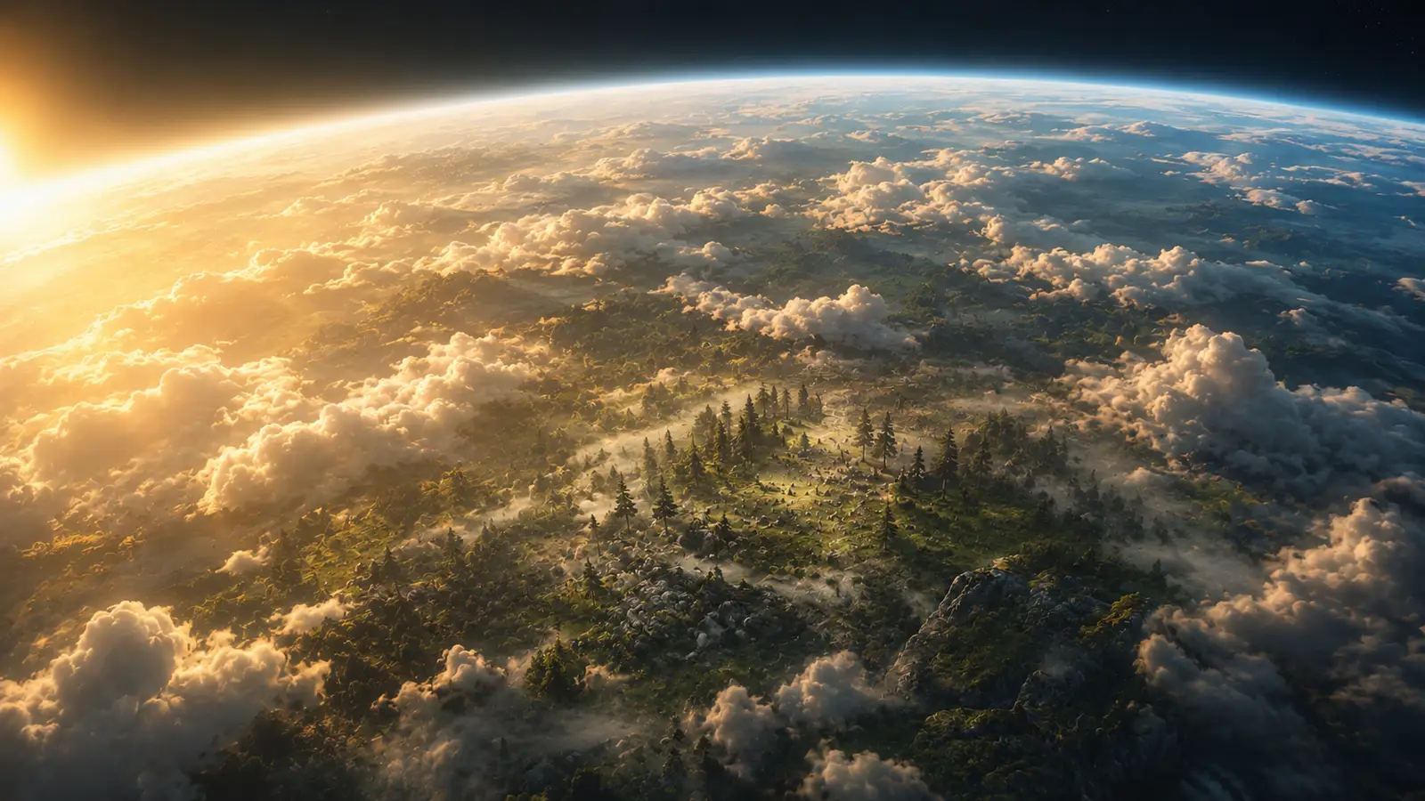 The land seen from high in the atmosphere